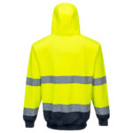 Two-Tone Zip Front Hoodie yellow navy back- B317