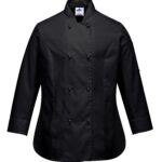 Rachel Chef Jacket L/S Black - C837 Front