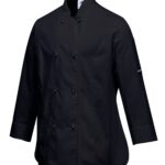 Rachel Chef Jacket L/S Black - C837 Side