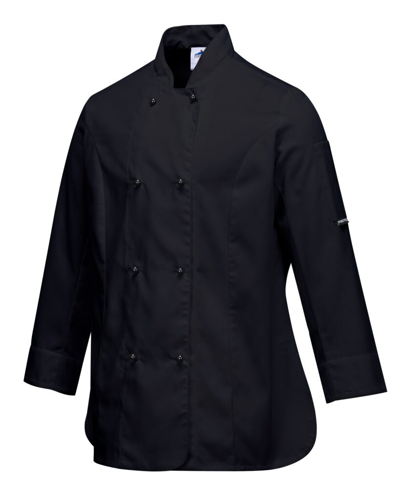 Rachel Chef Jacket L/S Black - C837 Side