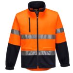 Water Repellent Brush Fleece orange navy front - MA315