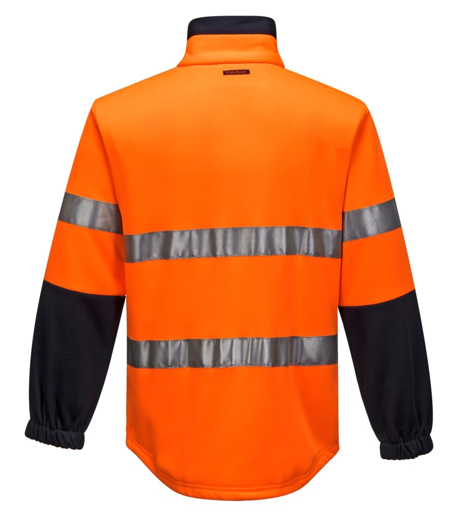 Water Repellent Brush Fleece orange navy back - MA315