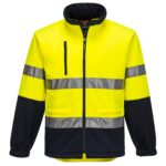 Water Repellent Brush Fleece yellow navy front - MA315