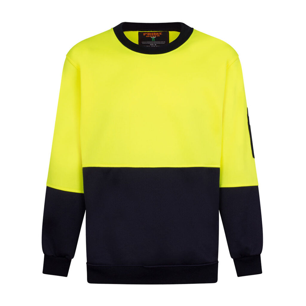 Crew Neck Brush Fleece Jumper yellow navy- MF117
