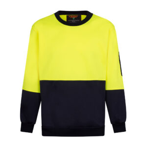 Crew Neck Brush Fleece Jumper yellow navy- MF117