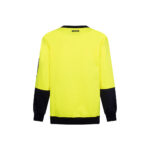 Crew Neck Brush Fleece Jumper yellow navy back- MF117