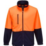 Water Repellent Brush Fleece Jacket orange navy front zip- MH315