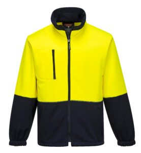 Water Repellent Brush Fleece Jacket yellow navy front zip- MH315