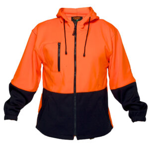 Fleece Hoodie Texpel D/N orange navy zip up front - MH317