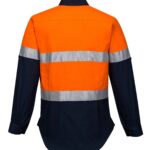 Hi-Vis Ladies Shirt L/S D/N Orange Navy Back-  ML108