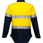 Hi-Vis Ladies Shirt L/S D/N Yellow Navy Back -  ML108