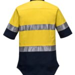 Hi-Vis Ladies Shirt S/S D/N Yellow Navy - Back - ML109