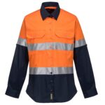 Orange/Navy Ladies Light Shirt L/S D/N- ML808