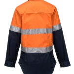 Orange/Navy Ladies Light Shirt L/S D/N - Back - ML808