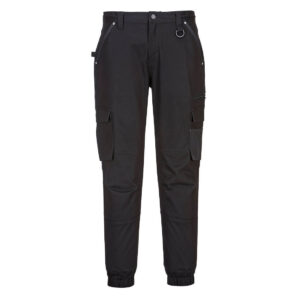 Cuffed Slim Fit Stretch Work Pants Black - MP703 Front