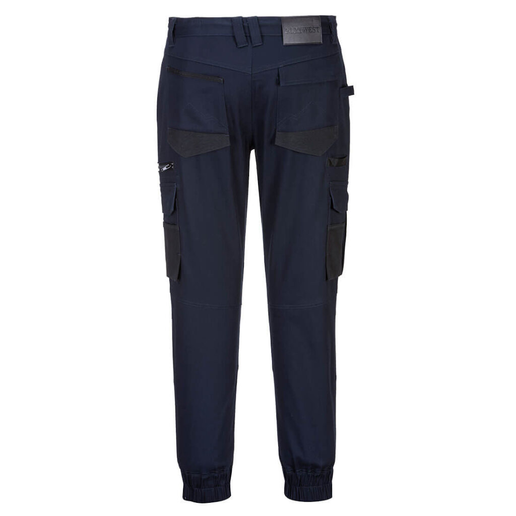 Cuffed Slim Fit Stretch Work Pants Navy - MP703 Back