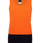 Hi Vis Traditional Singlet Orange Navy Front- 6HTS