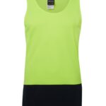 Hi Vis Traditional Singlet Yellow Navy Front- 6HTS