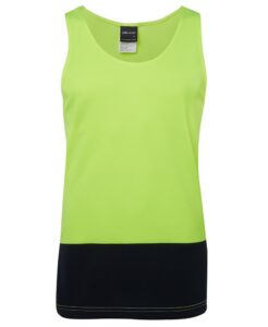 Hi Vis Traditional Singlet Yellow Navy Front- 6HTS