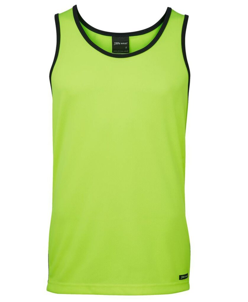 Hi Vis Contrast Singlet Front Yellow- 6HCS4
