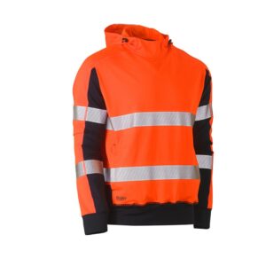 Taped Two Tone Hi Vis Contrast 4 Way Stretchy Hoodie - BK6815T