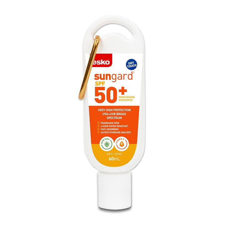 Sunscreen SPF 50 bottle with Carabiner Clip